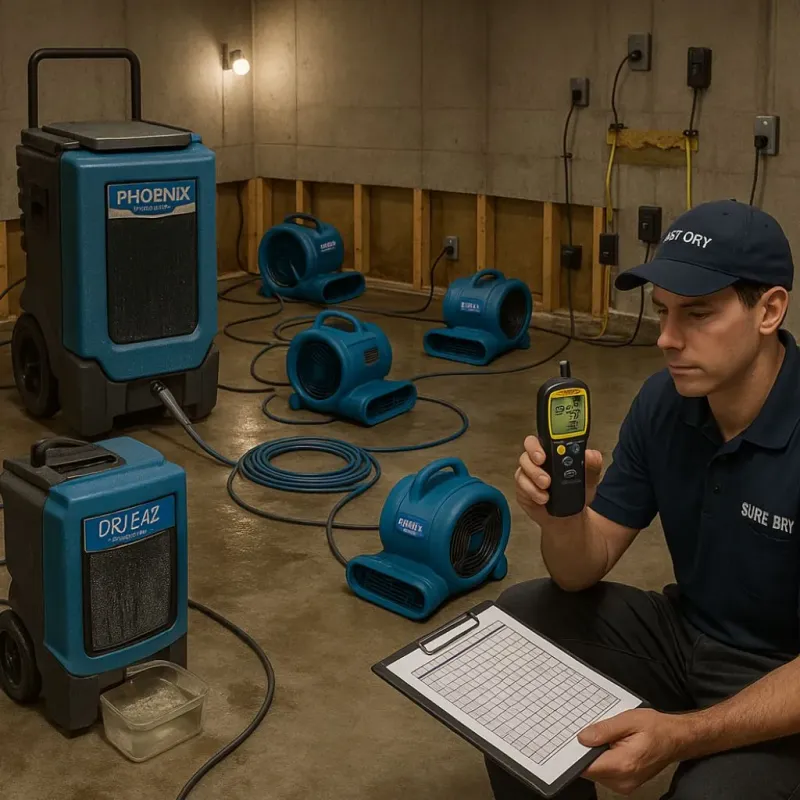 Structural Drying and Dehumidification process in Escalon, CA